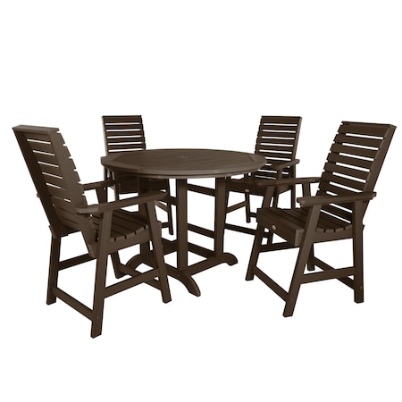 Highwood Usa Weatherly 5pc Round Counter Height Outdoor Patio Furniture Dining Set AD-CNW48-ACE